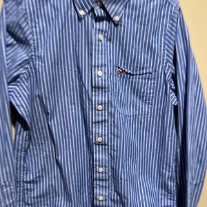 Hollister Blue White Stripe Long Sleeve Button Down Shirt Men's Size M